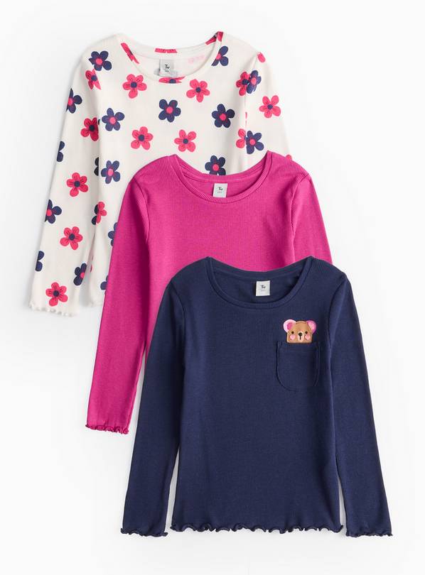 Squirrel Ribbed Long Sleeve Top 3 Pack 4-5 years